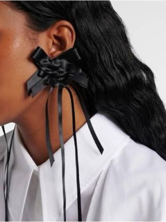 Simone Rocha Jewelry - Simone Rocha Rosette Black Satin Ribbon Floral Statement Earrings - NIB